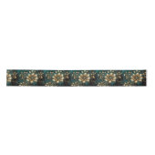 Ruban En Satin Flores turquoises et Gold Grunge (Devant)