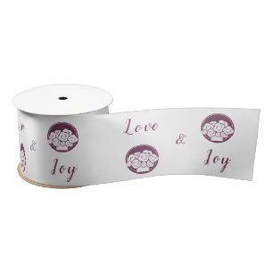 Ruban En Satin Florist Custom Logo Love & Joy Purple & White