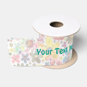 Ruban En Satin Flower Power Motif light III + votre texte