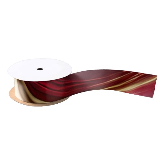 Ruban En Satin Flux Abstrait Art-Rouge et Or- (Bobine)