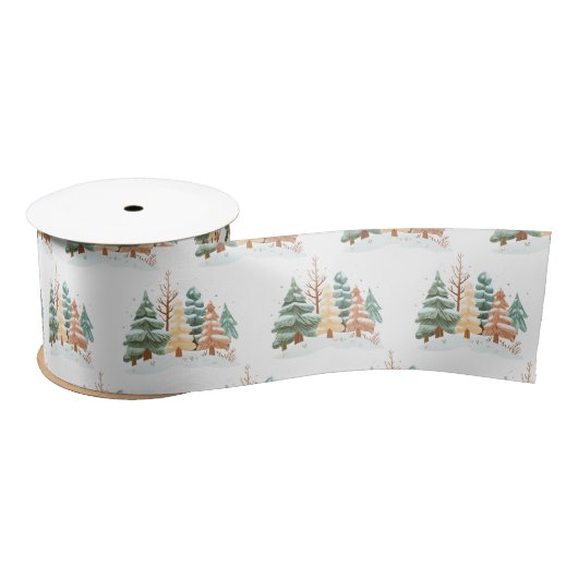 Ruban En Satin Fond d'arbre d'hiver (Bobine)