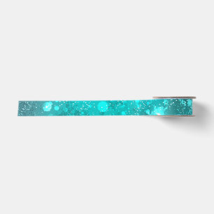 Ruban En Satin Fond en feuille de turquoise métallisé