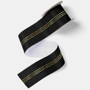 Ruban En Satin Fond noir avec accents de bandes brillantes