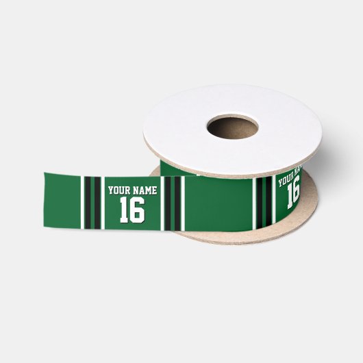 Ruban En Satin Forest Green Black Team Jersey Custom (Bobine)