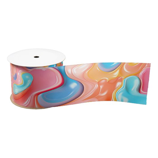 Ruban En Satin Formes de fluides psychédéliques en plastique (Bobine)