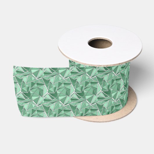 Ruban En Satin Formes géométriques motif vert abstrait (Bobine)