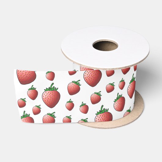 Ruban En Satin Fraise et fraises (Bobine)