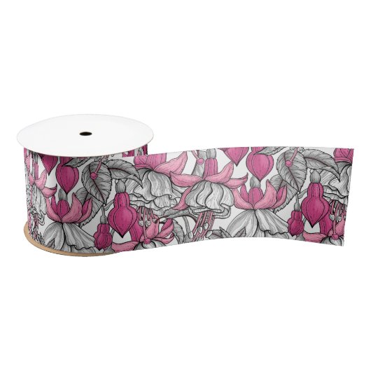 Ruban En Satin Fuchsia en blanc et rose (Bobine)