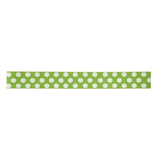 Ruban En Satin Fun Pickleball Motif Vert Blanc (Devant)