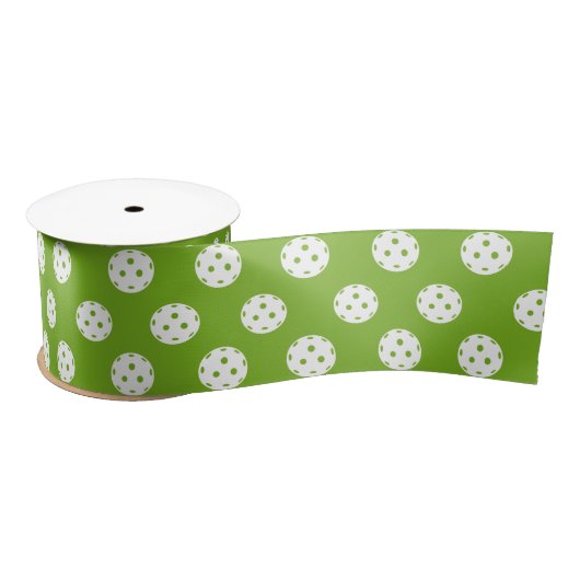 Ruban En Satin Fun Pickleball Motif Vert Blanc (Bobine)