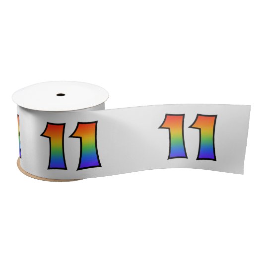 Ruban En Satin Fun, Rainbow Motif "11" Numéro d'événement (Gris) (Bobine)