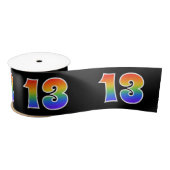 Ruban En Satin Fun, Rainbow Motif "13" Numéro d'événement (noir) (Bobine)
