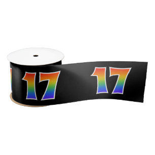 Ruban En Satin Fun, Rainbow Motif "17" Numéro d'événement (noir)