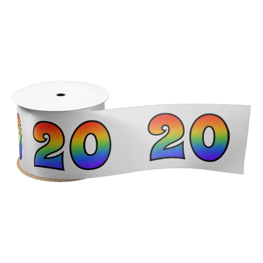 Ruban En Satin Fun, Rainbow Motif "20" Numéro d'événement (Grey) (Bobine)
