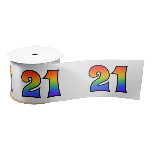 Ruban En Satin Fun, Rainbow Motif "21" Numéro d'événement (Grey) (Bobine)