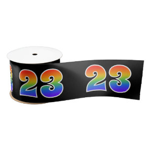 Ruban En Satin Fun, Rainbow Motif "23" Numéro d'événement (noir)