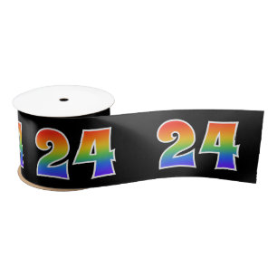 Ruban En Satin Fun, Rainbow Motif "24" Numéro d'événement (noir)