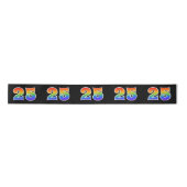 Ruban En Satin Fun, Rainbow Motif "25" Numéro d'événement (noir) (Devant)