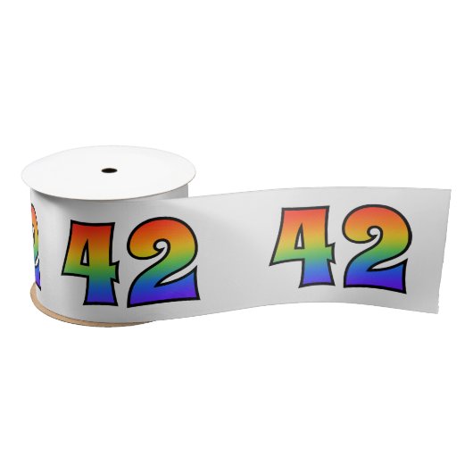 Ruban En Satin Fun, Rainbow Motif "42" Numéro d'événement (Grey) (Bobine)