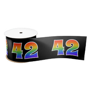 Ruban En Satin Fun, Rainbow Motif "42" Numéro d'événement (noir)