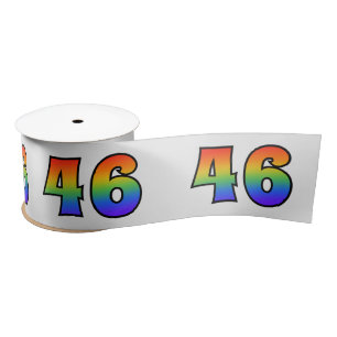 Ruban En Satin Fun, Rainbow Motif "46" Numéro d'événement (Gre
