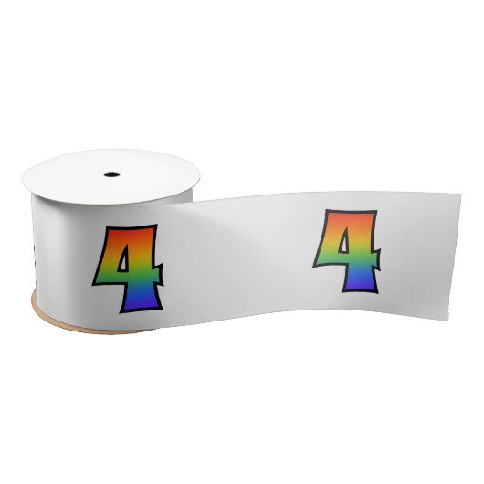 Ruban En Satin Fun, Rainbow Motif "4" Numéro d'événement (Grey) (Bobine)