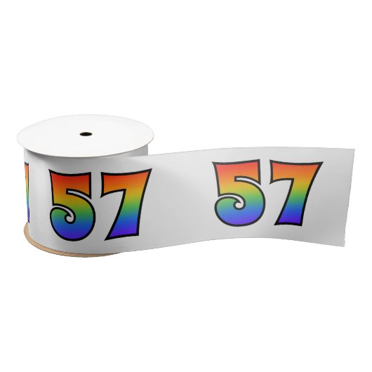 Ruban En Satin Fun, Rainbow Motif "57" Numéro d'événement (Grey) (Bobine)