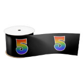 Ruban En Satin Fun, Rainbow Motif "5" Numéro d'événement (noir) (Bobine)