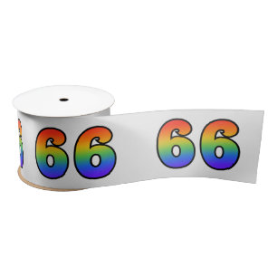 Ruban En Satin Fun, Rainbow Motif "66" Numéro d'événement (Grey)