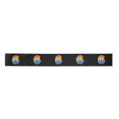 Ruban En Satin Fun, Rainbow Motif "6" Numéro d'événement (noir) (Devant)