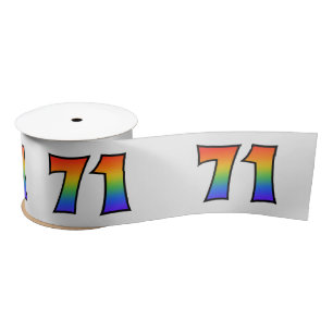 Ruban En Satin Fun, Rainbow Motif "71" Numéro d'événement (Grey)