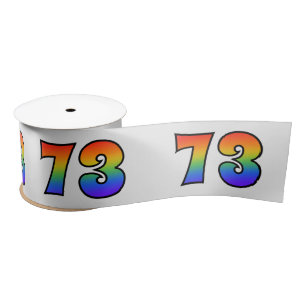 Ruban En Satin Fun, Rainbow Motif "73" Numéro d'événement (Grey)