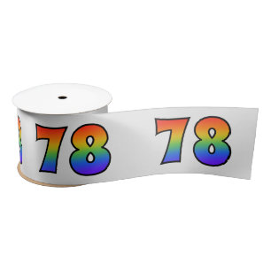 Ruban En Satin Fun, Rainbow Motif "78" Numéro d'événement (Grey)