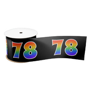 Ruban En Satin Fun, Rainbow Motif "78" Numéro d'événement (noir)