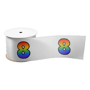Ruban En Satin Fun, Rainbow Motif "8" Numéro d'événement (Grey)