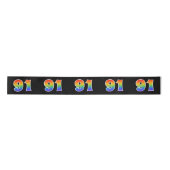 Ruban En Satin Fun, Rainbow Motif "91" Numéro d'événement (noir) (Devant)