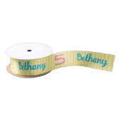 Ruban En Satin Fun Whimsical 5e anniversaire Jaune Nom (Bobine)