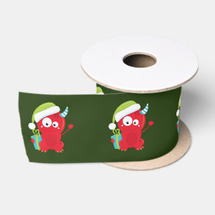 Ruban En Satin Funky Red Christmas Monster Enfants Vacances