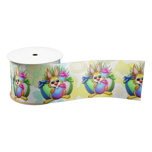 Ruban En Satin Funny Bunny biting an Easter Egg (Bobine)