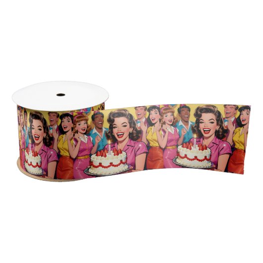 Ruban En Satin Funny Retro Pop Art Birthday Party Surprise (Bobine)