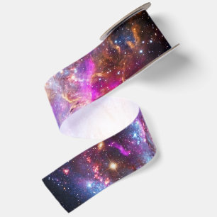 Ruban En Satin Galaxie spirale vibrante et motif spatial de nébul