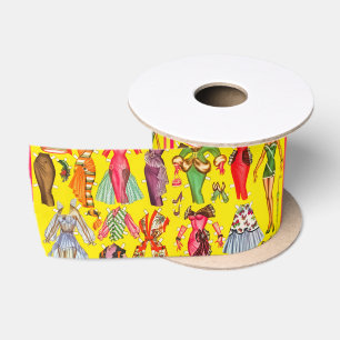 Ruban En Satin Garde-robe de poupée en papier rétro des années 50