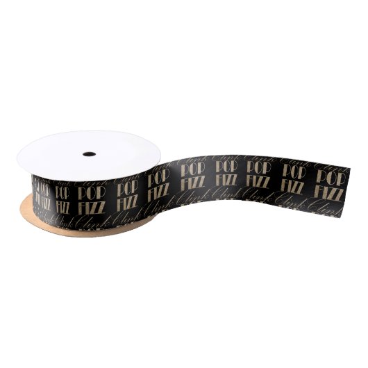 Ruban En Satin Gatsby party Gold et Black Pop Fizz Clink (Bobine)