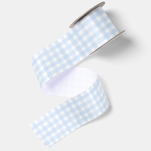 Ruban En Satin Gingham Classique Bleu Poussiéreux