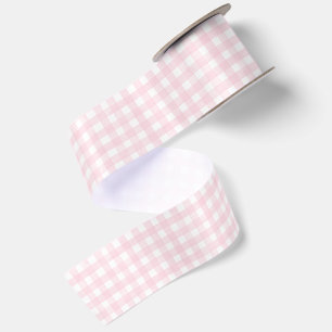 Ruban En Satin Gingham Classique Rose