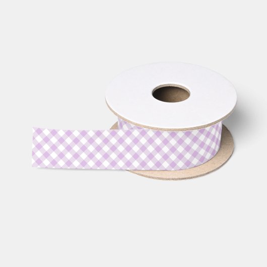 Ruban En Satin Gingham Rétro Douce Lilas (Bobine)