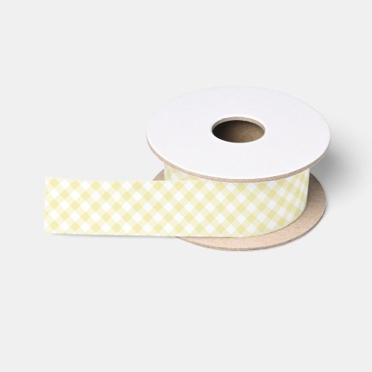 Ruban En Satin Gingham Rétro Jaune Beurre (Bobine)