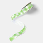 Ruban En Satin Gingham Rétro Vert Printemps (Dos)