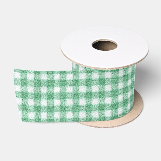 Ruban En Satin Gingham vert menthe (Bobine)
