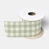 Ruban En Satin Gingham Vert Sauge (Bobine)